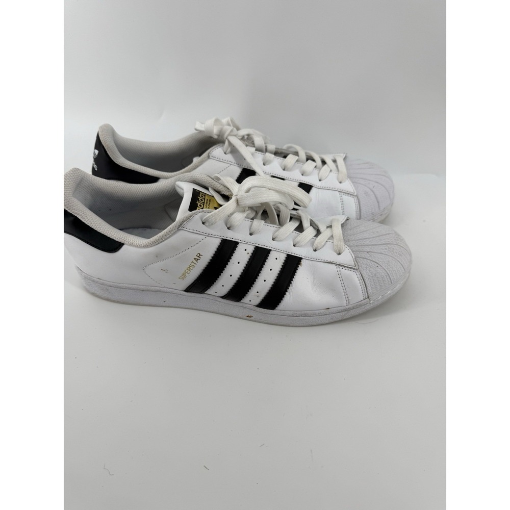 Adidas Superstar C77124 Men's Size 13 White Black Leather Shell Toe Sneakers